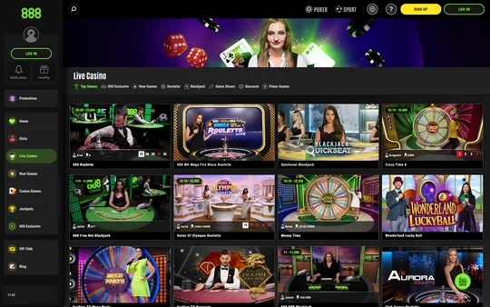 888 Casino live casino lobby Ireland