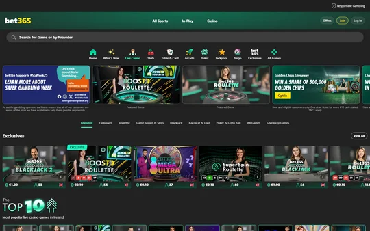 bet365 live casino Ireland exclusive branded tables