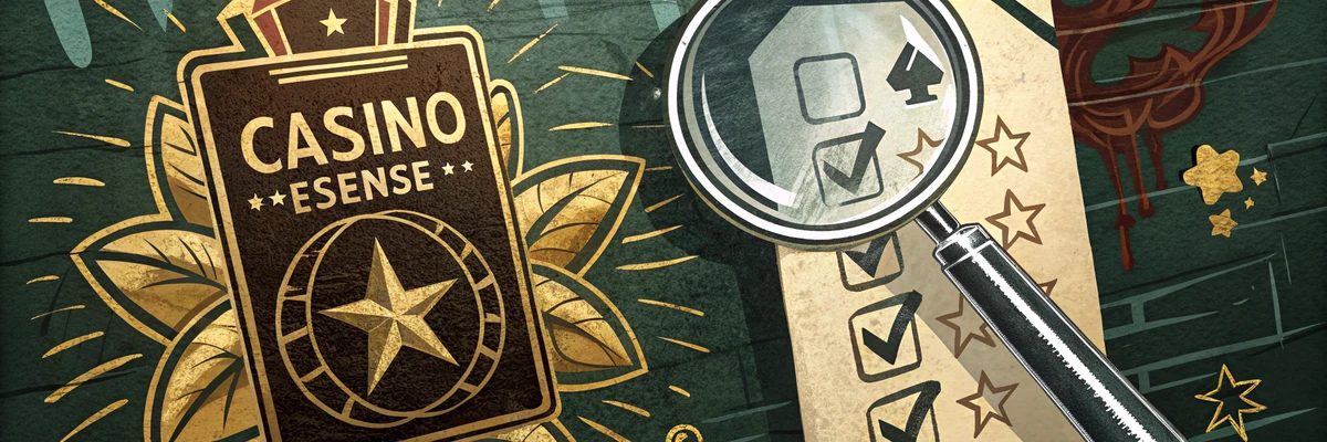 How to choose an online casino Ireland - magnifying glass licence badge and checklist