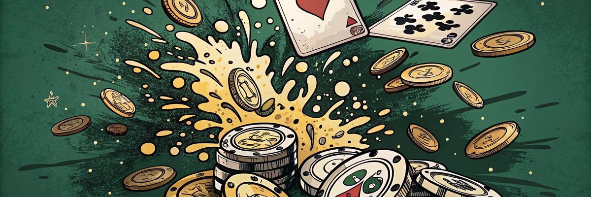 Casino free spins tokens and coins on emerald felt - no wagering casino concept