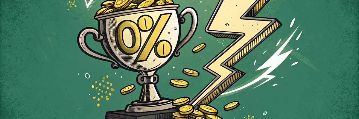 Percentage sign and gold coins with warning symbol - PayPal casino bonus exclusion Ireland